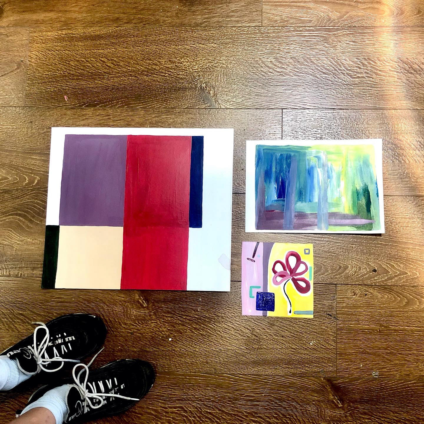 Various abstractions (2021), acrylic on paper (various sizes)