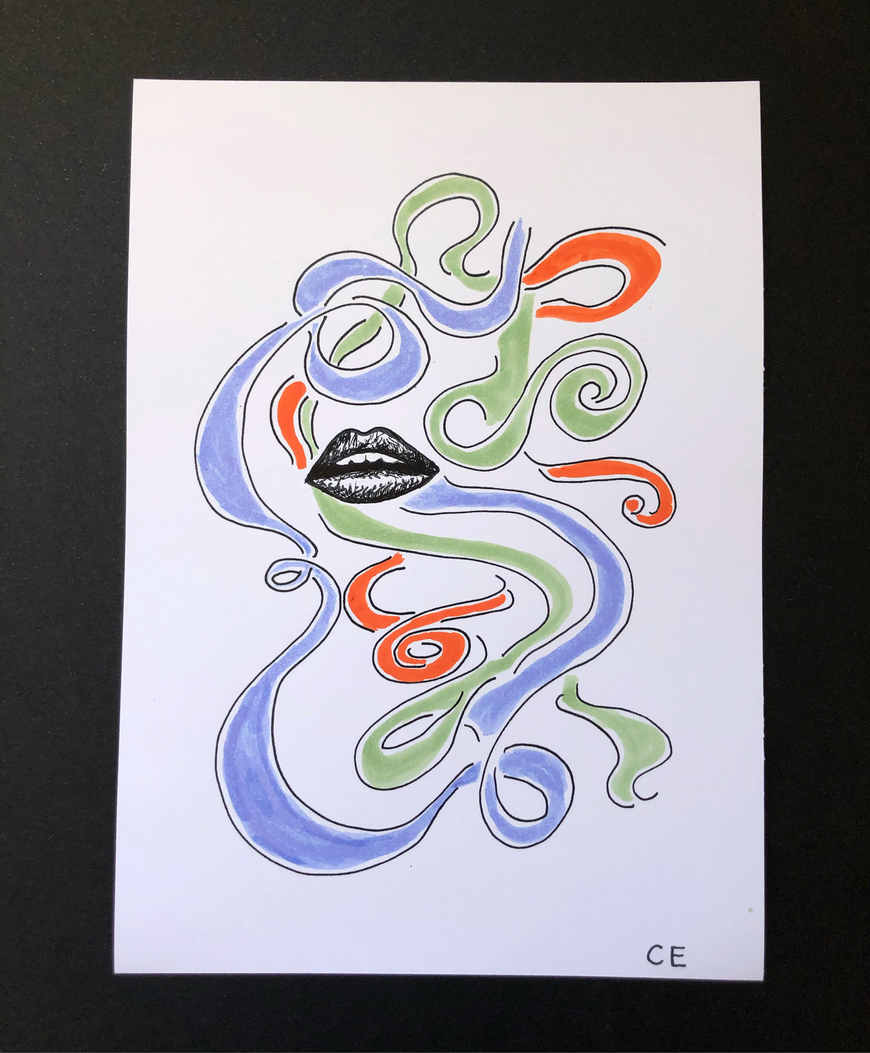 Swirling v. 1 (2019), Pen and marker on paper, 6 x 8 "