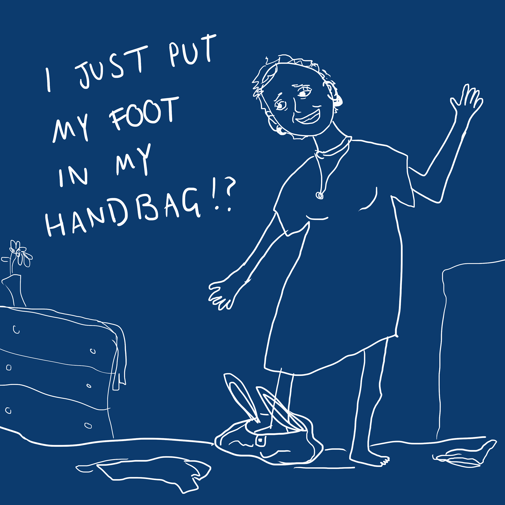 Foot in handbag (2024), digital illustration