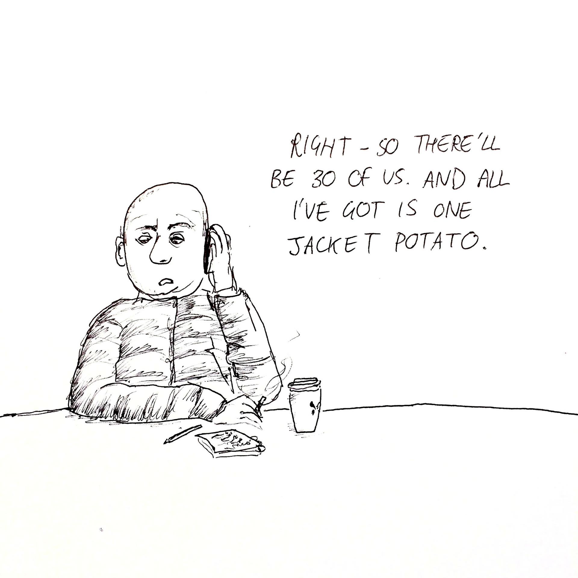 Jacket Potato (2017), pen on paper, 6 x 8"