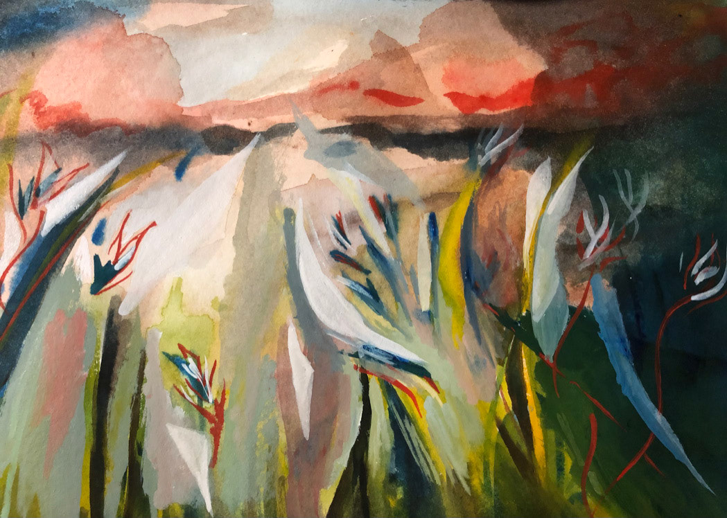 Field (2021), gouache on paper, 8 x 11 "