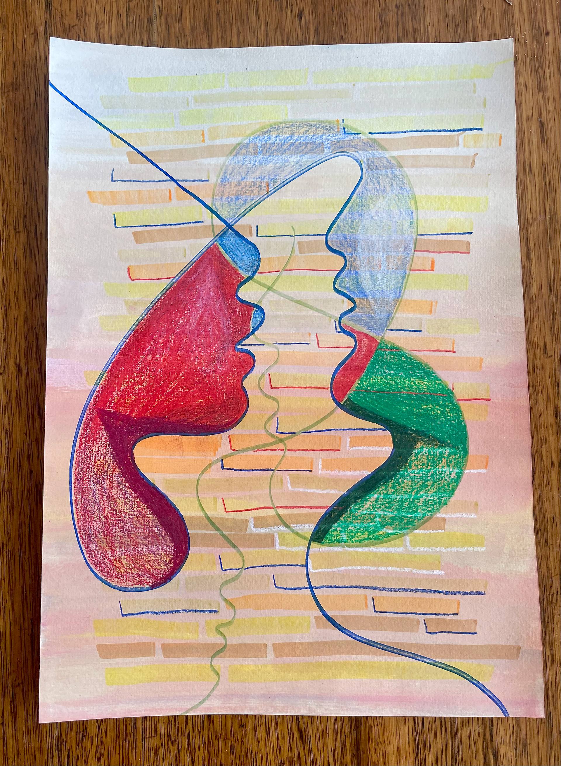 Brick touch, pencil and marker on paper, A4, $50, 2022