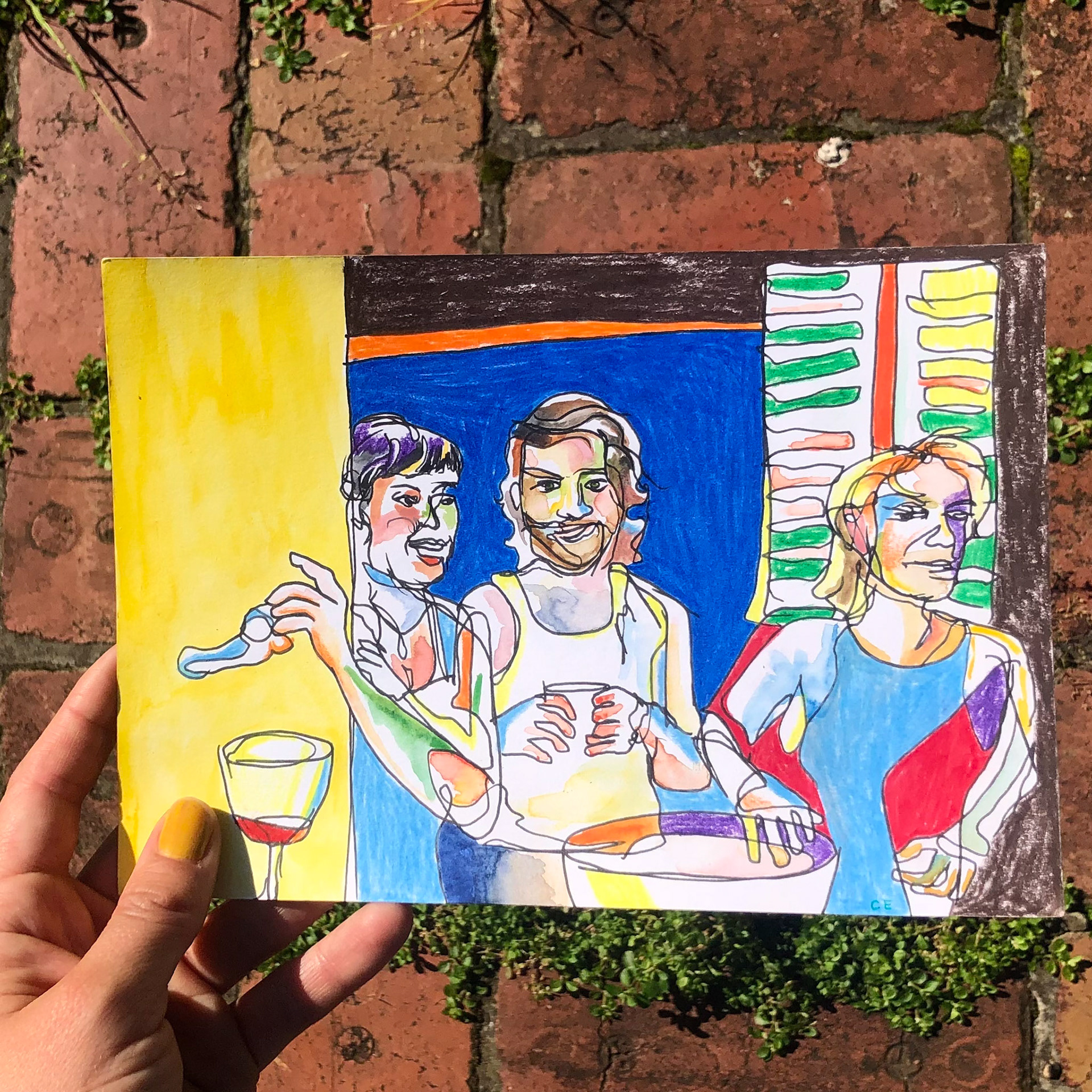 Sardegna (2022), Pen, pencil and watercolour on paper, 6 x 8 "