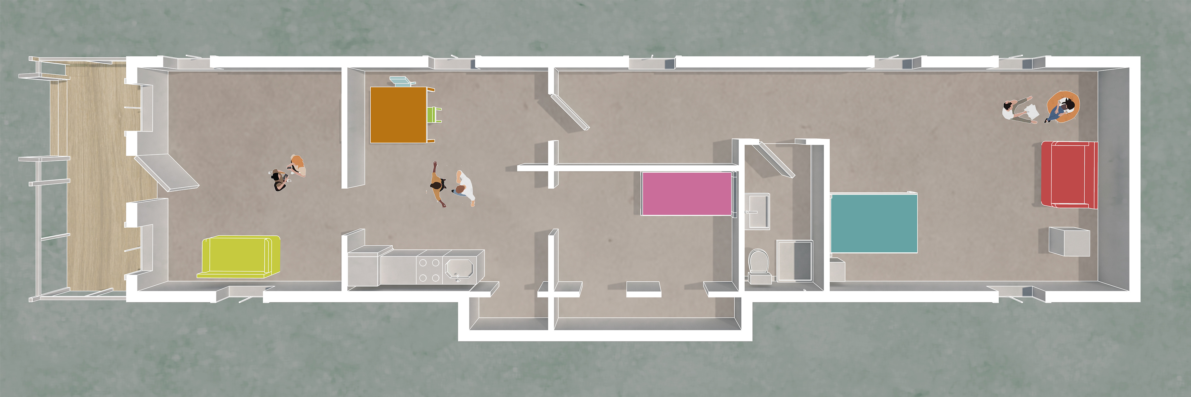 Precedent: Shotgun House, Plan Perspective