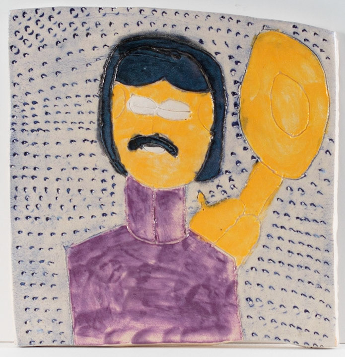 painted ceramic plaque | 8" x 7-3/4"