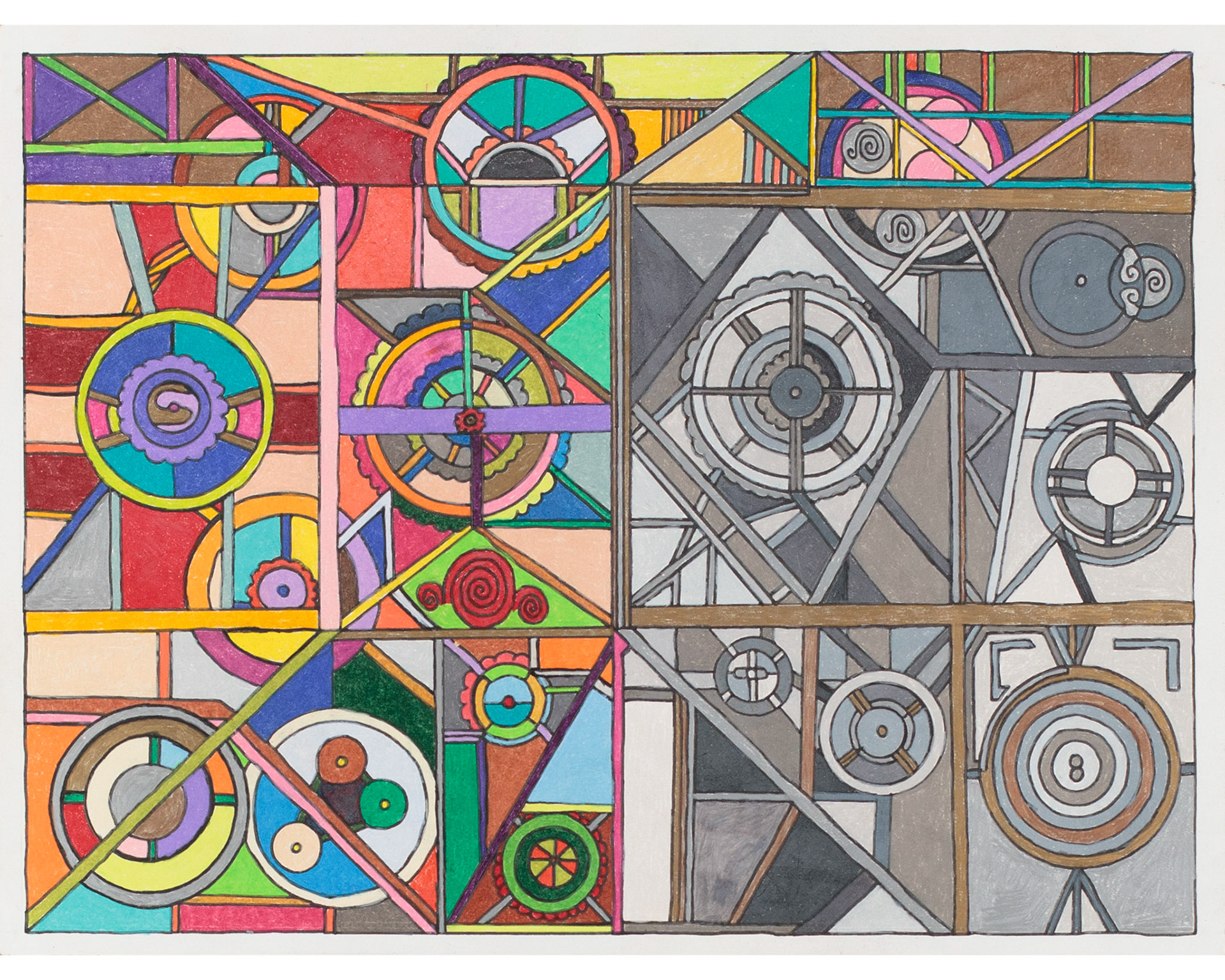 colored pencil, sharpie on paper | 19-1/4" x 24-7/8"