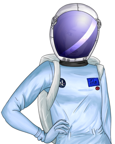 Vega Spacesuit Visor Down - Surprised