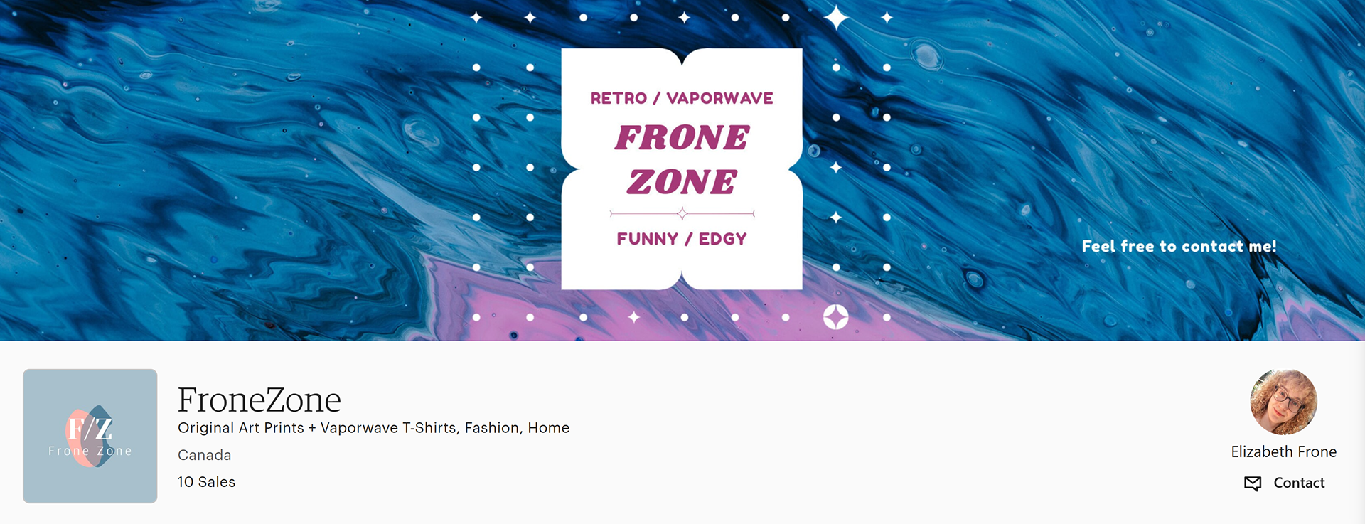 Frone Zone Etsy shop Hero Area