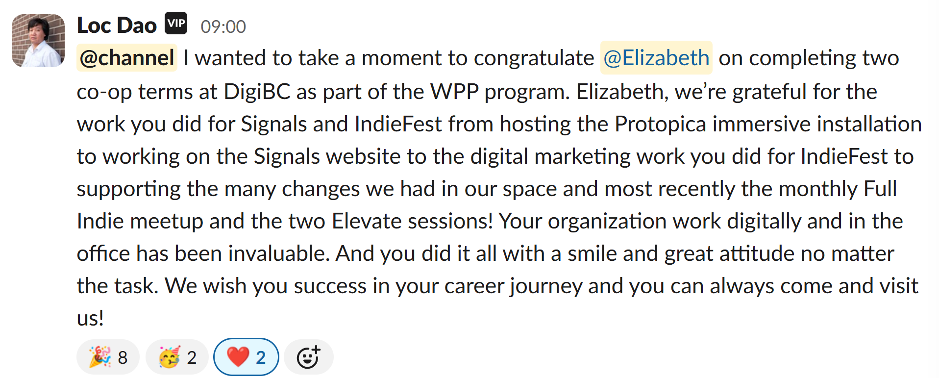 2025. Company-wide goodbye message from my Supervisor and CEO of the company.