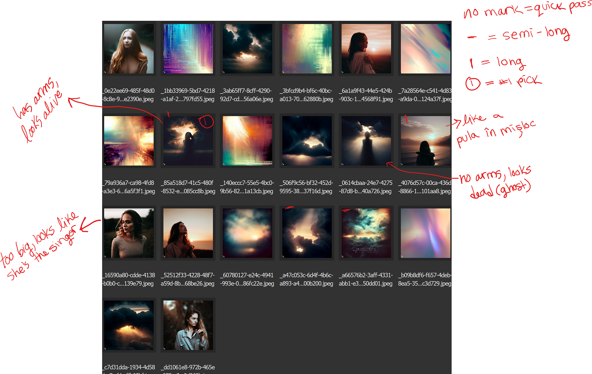 Notes from client presentation of design concepts.