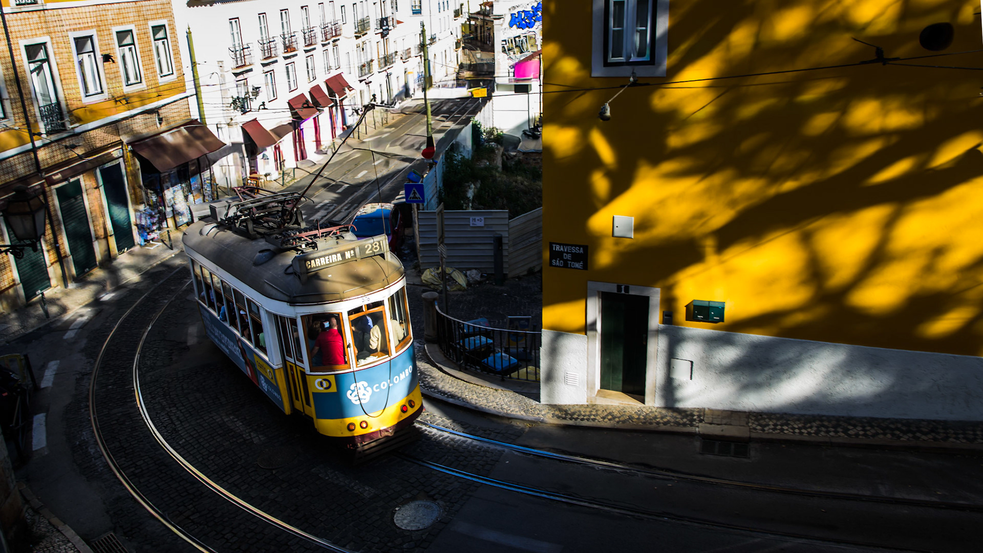 Iconic Yellow Tram, a symbol of Lisbon
