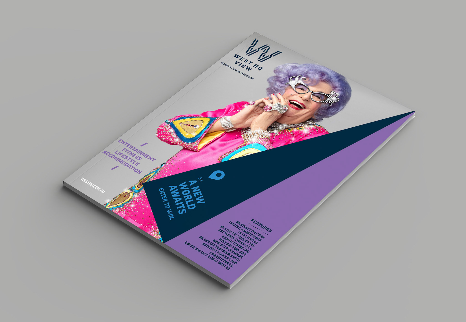 Soft cover brochure, magazine, book or catalog mock up isolated on gray background. 3D illustrating.