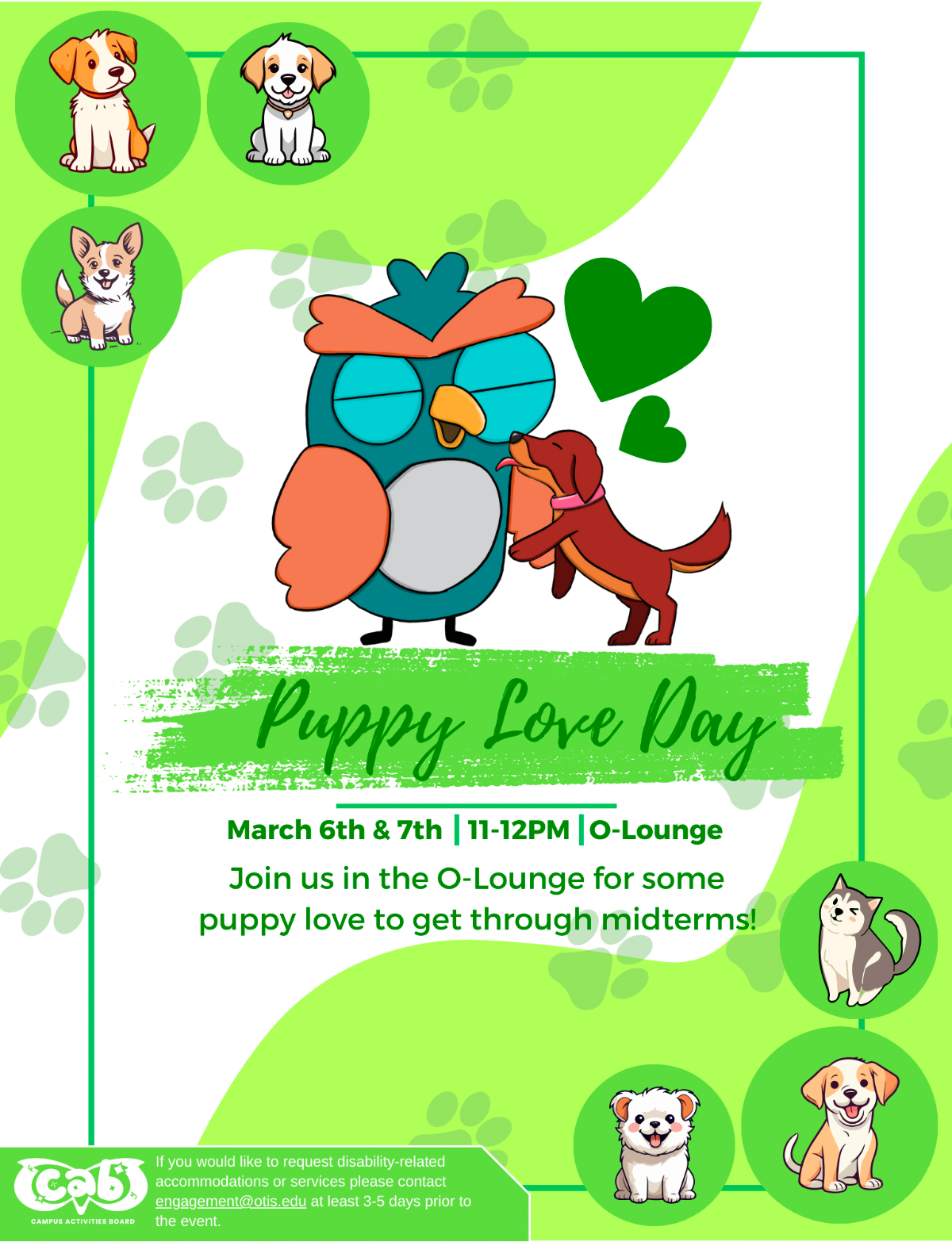 Puppy Love Day - Otis College of Art and Design Campus Activities Board Wellness Chair - Canva - 2024
