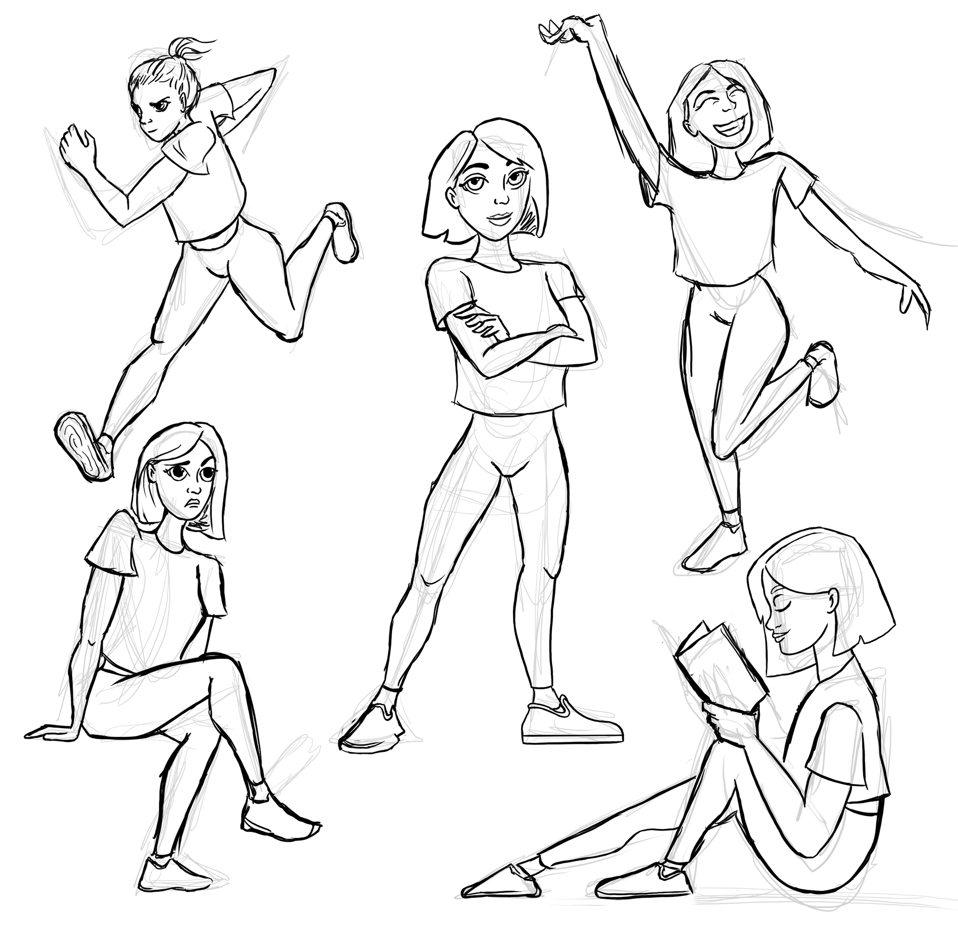 Sara - Otis College of Art and Design - 5 Minute Gesture Sheet - 8.04 x 7.763 in - Procreate - 2023