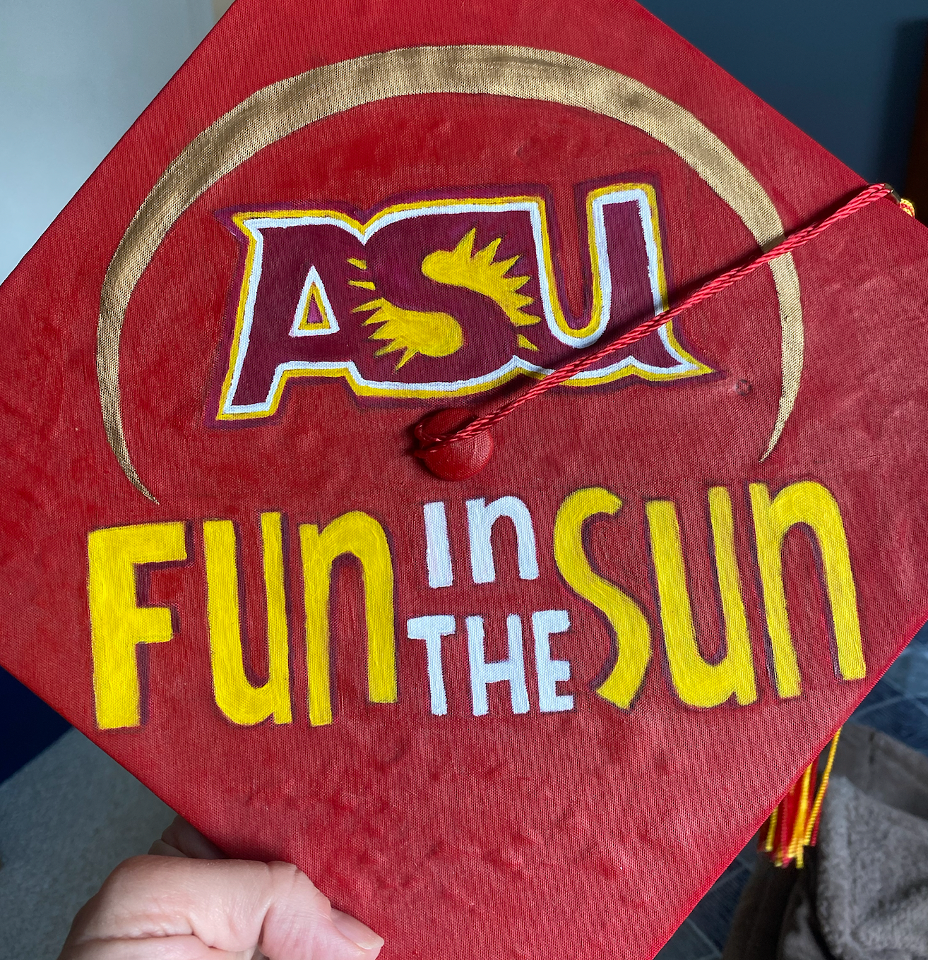 Graduation Cap - Acrylic - Jack White - 9.5 x 9.5in on Fabric - 2021