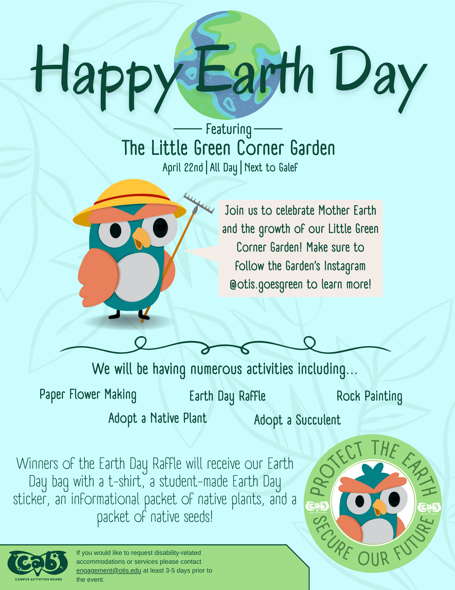 Happy Earth Day Flyer 1 - Otis College of Art and Design Campus Activities Board Wellness Chair - Canva - 2024