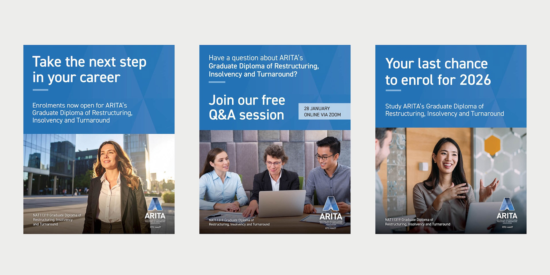 Digital marketing graphics for course promotion