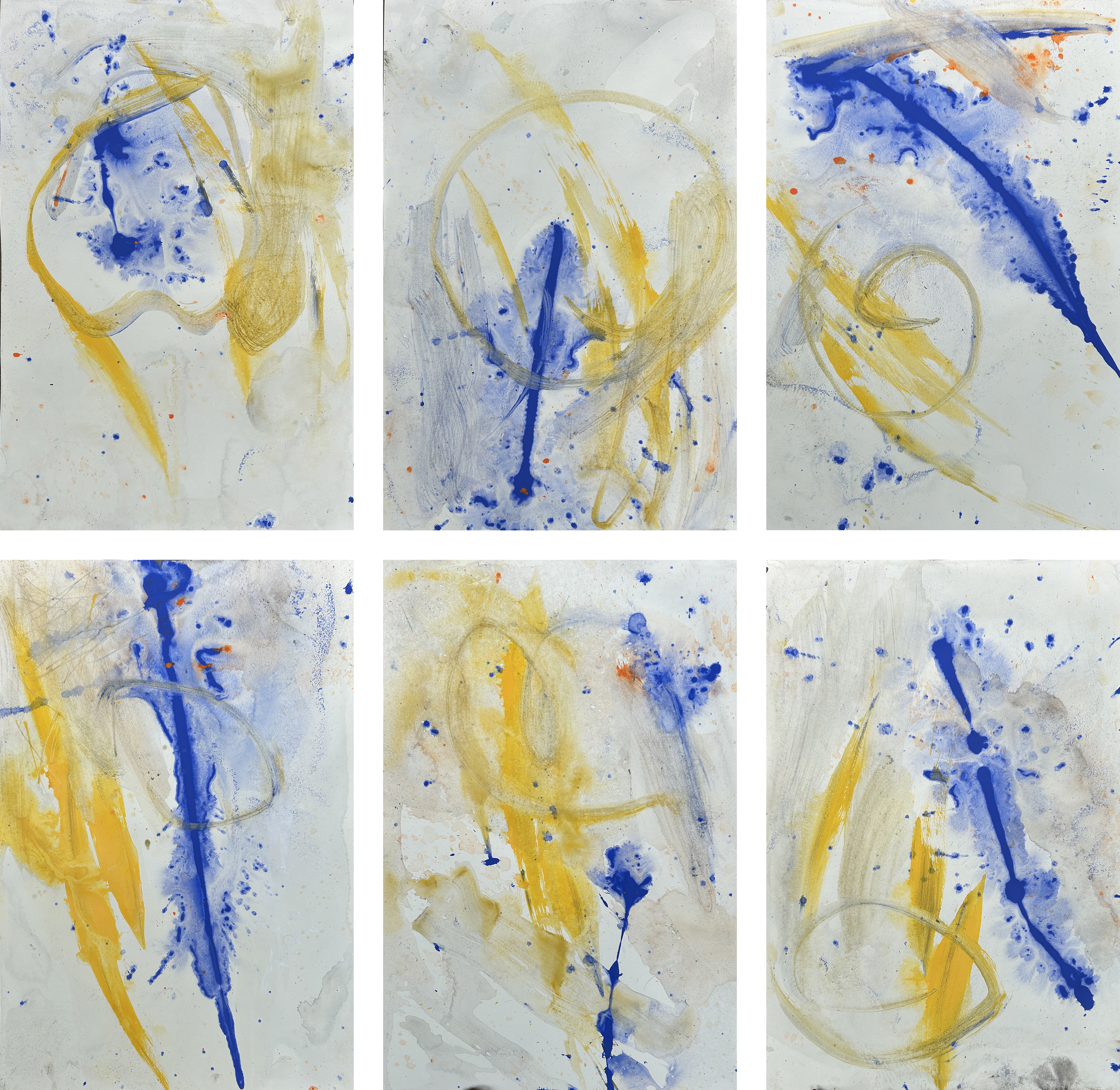 Six paintings on paper - 12" x 18" each