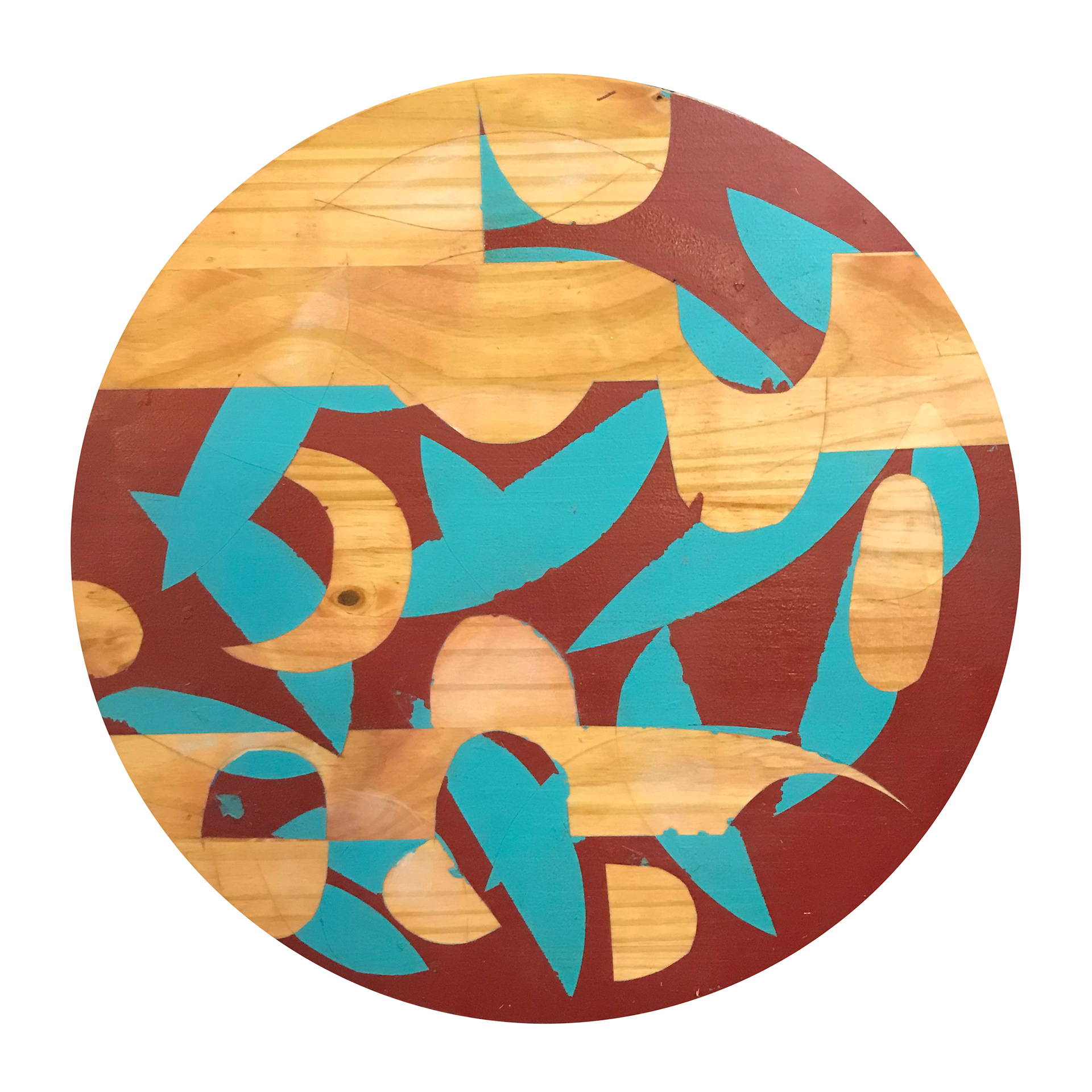 Circle in Brown and Turquoise #2 - 18" x 18"