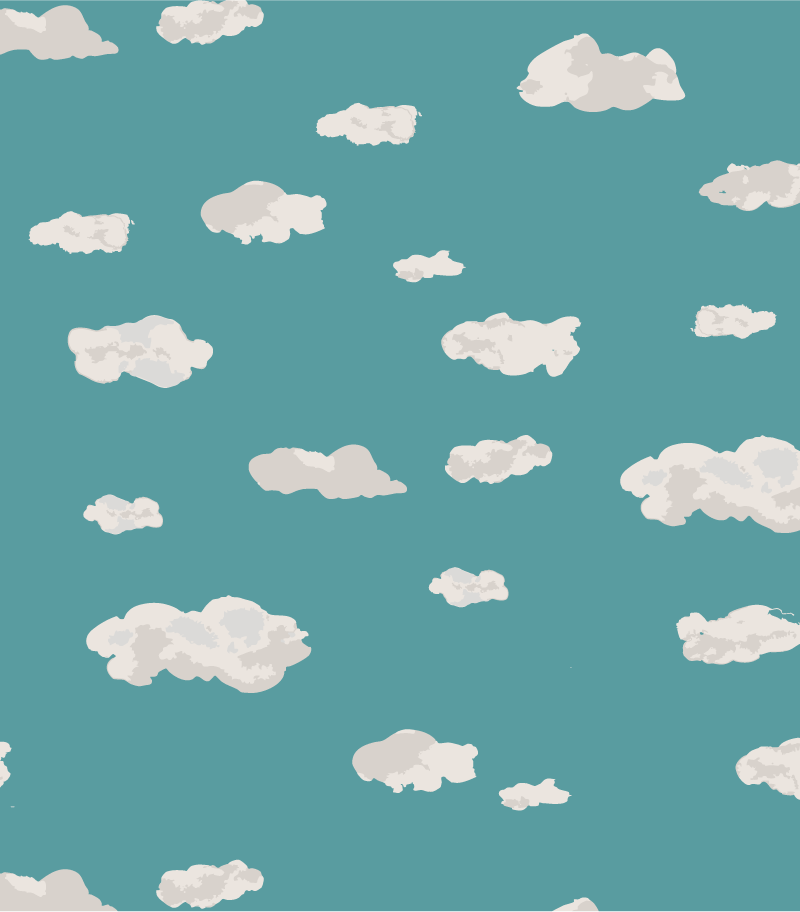 Soft, organic clouds in hand-drawn style with neutral tones, ideal for modern nurseries and Japandi interior projects.