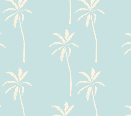 blue and cream tropical summer plants - coconut palm trees at the beach
