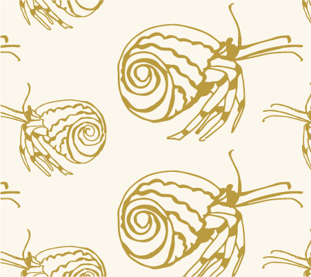 mustard and cream seaside hermit crabs