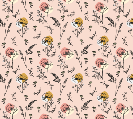 Bold Floral Pattern - poppies and leaves