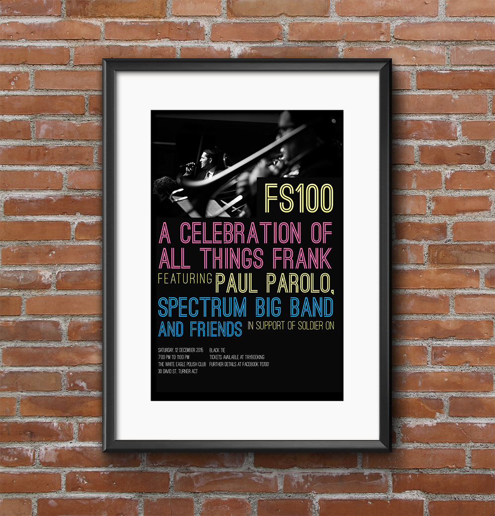 FS100: promotional poster for a music event. Design and Photography