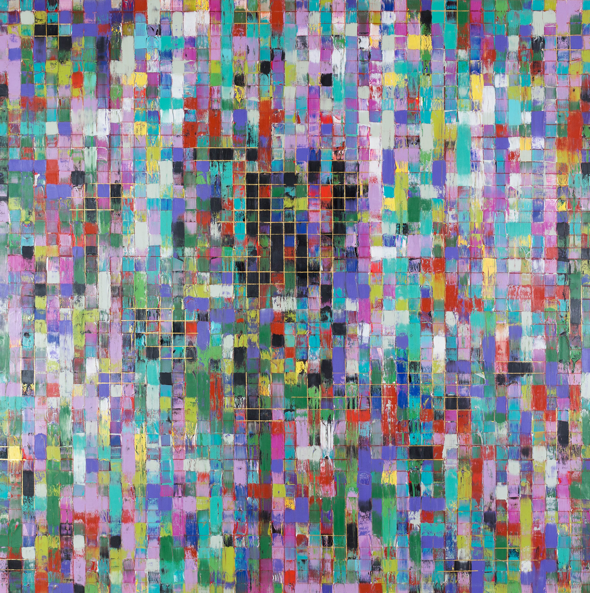 2304.18.3 - oil, acrylic, chalk, gold on panel - 48"x48" 2018