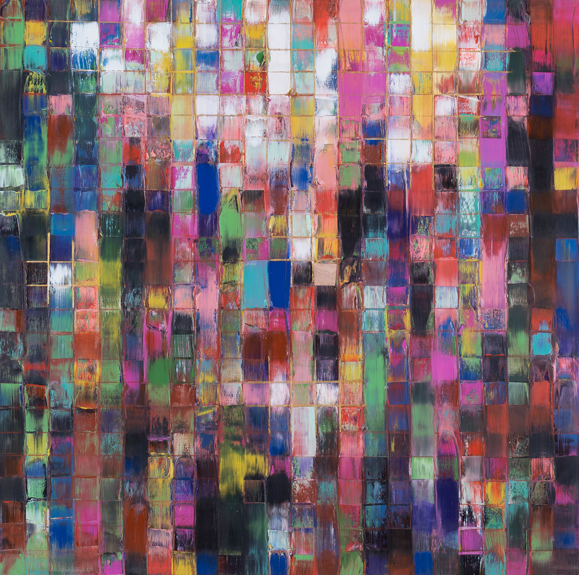 576.18.02 - oil, acrylic, chalk, gold, on panel, 24"x24", 2018