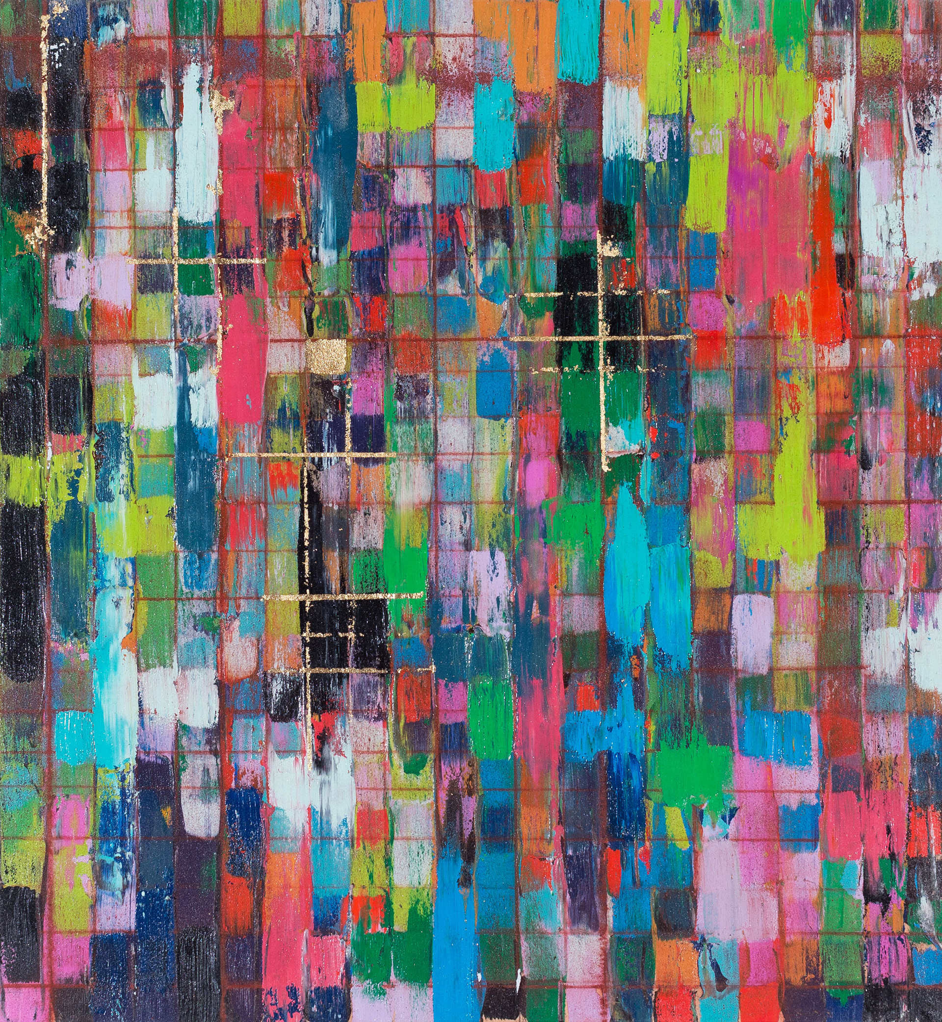 550.18.01 - oil, acrylic, chalk, gold, 12"x14", 2018576.18.