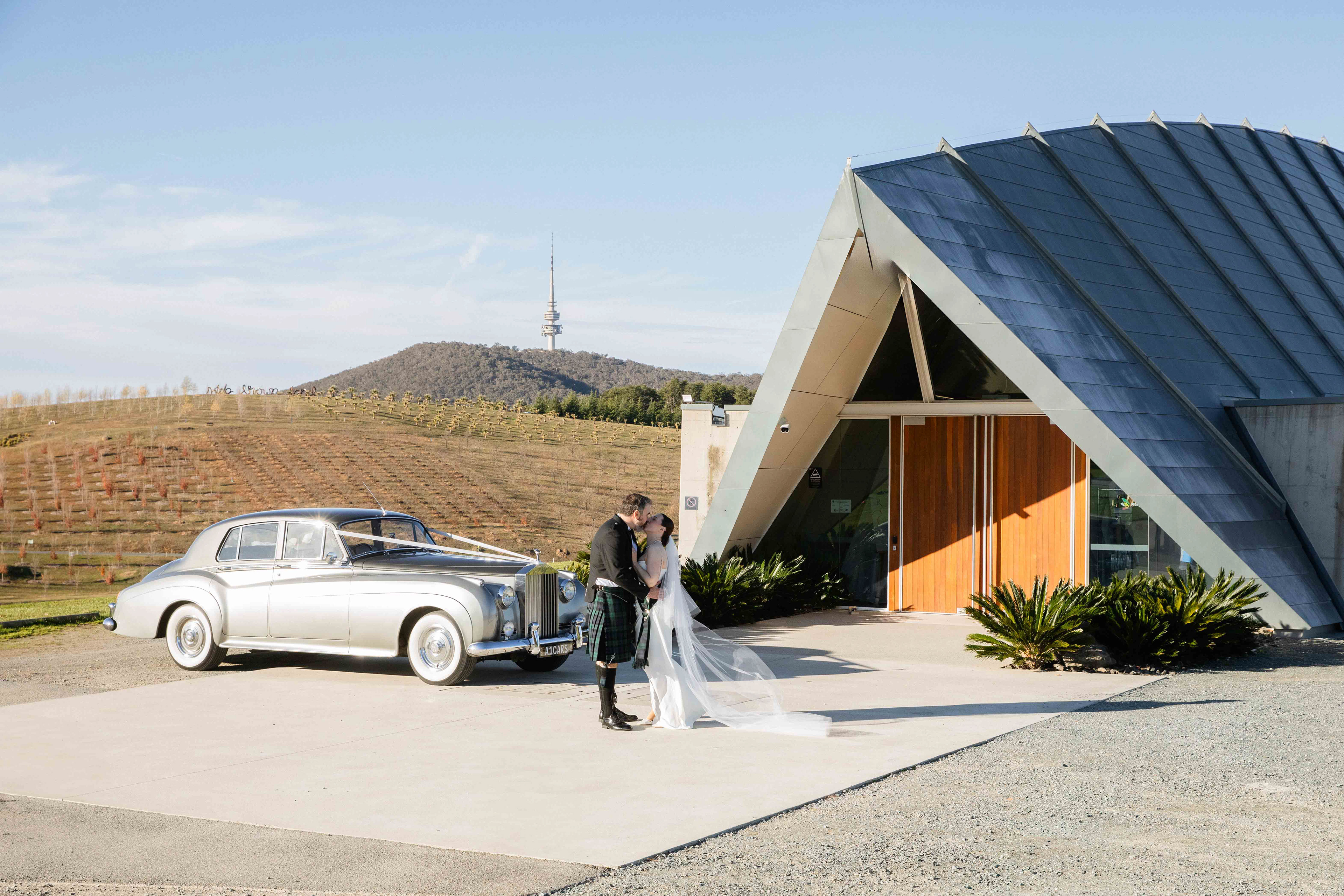 Wedding Ceremony at Margaret Whitlam Pavilion, National Arboretum Canberra. Captured by Olia Photography.