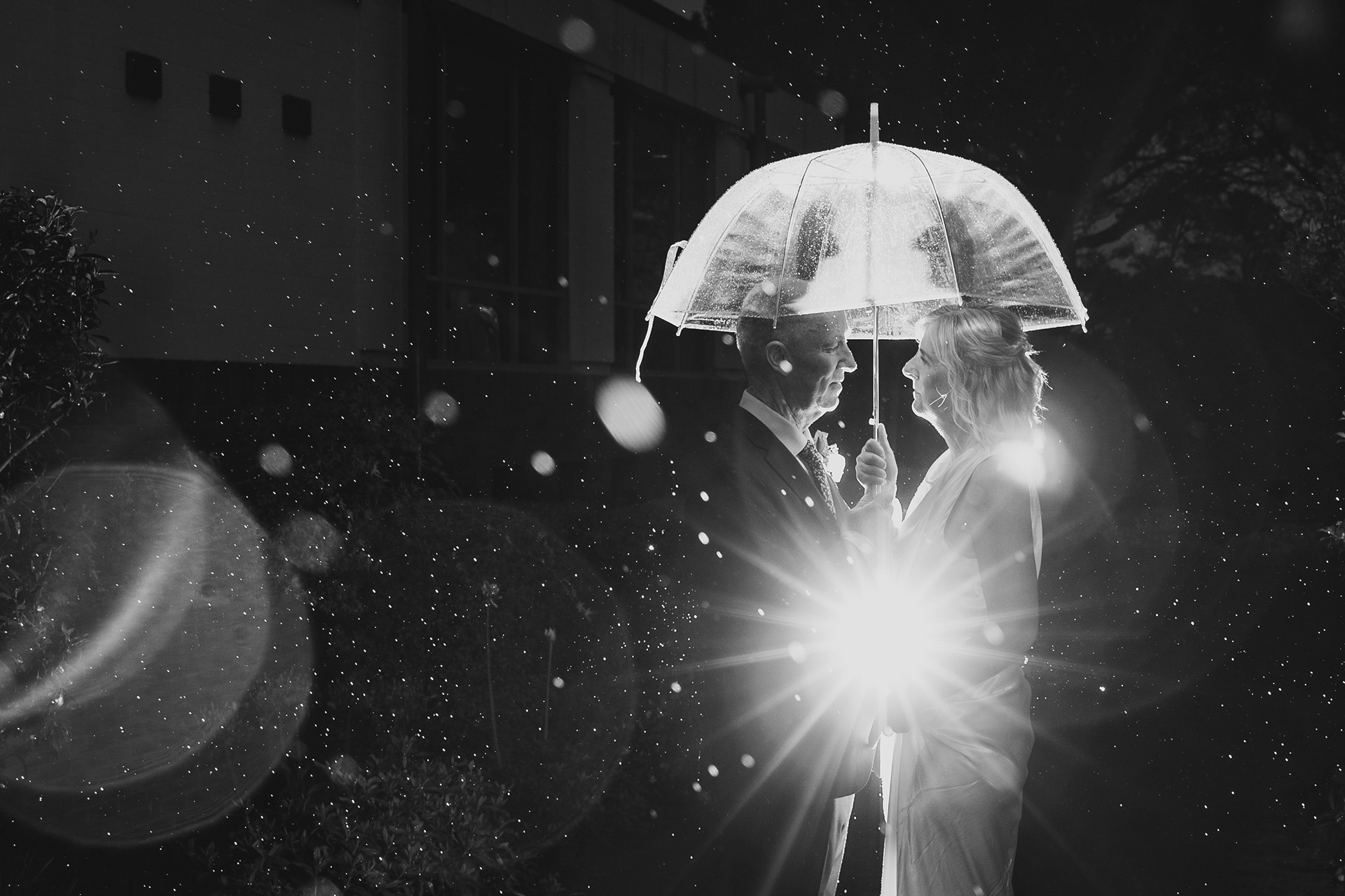 Night shots at the wedding reception in Canberra. Black & White. Captured by Olia Photography.
