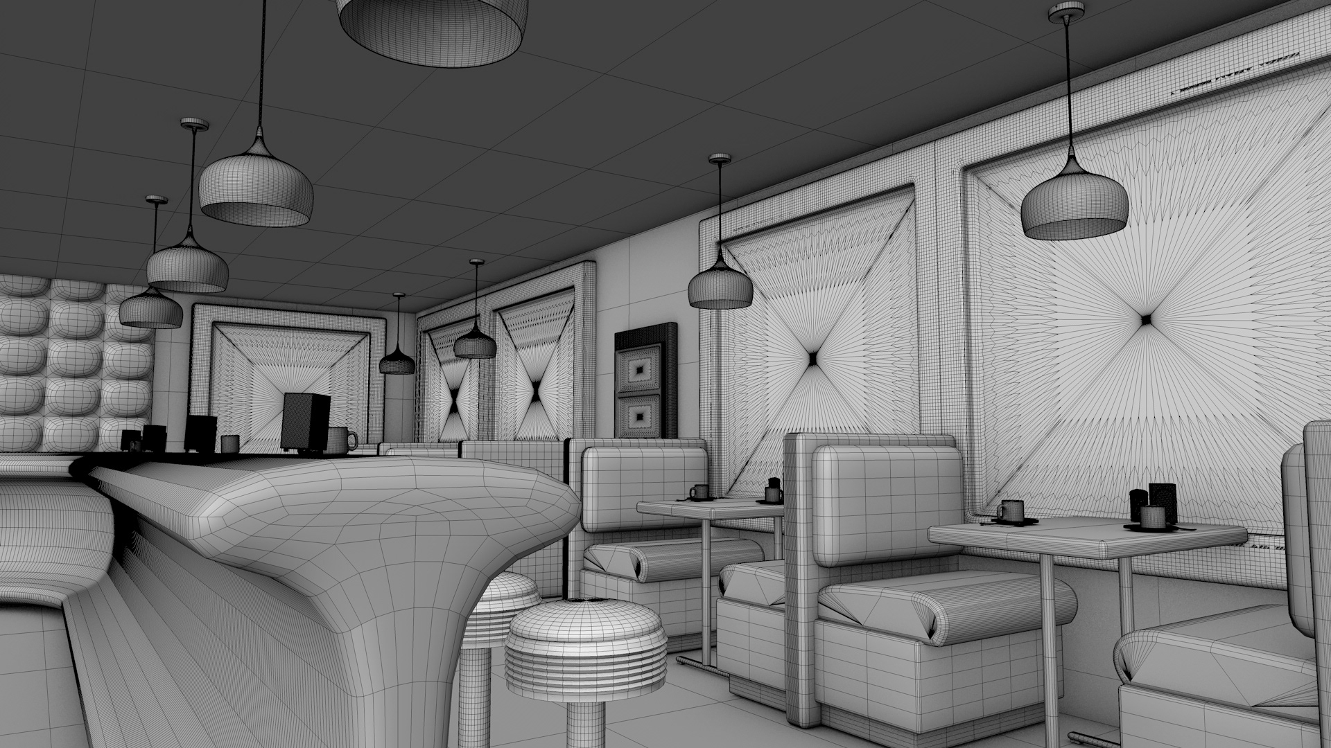 Diner Model Cell Rendered with Cinema 4D