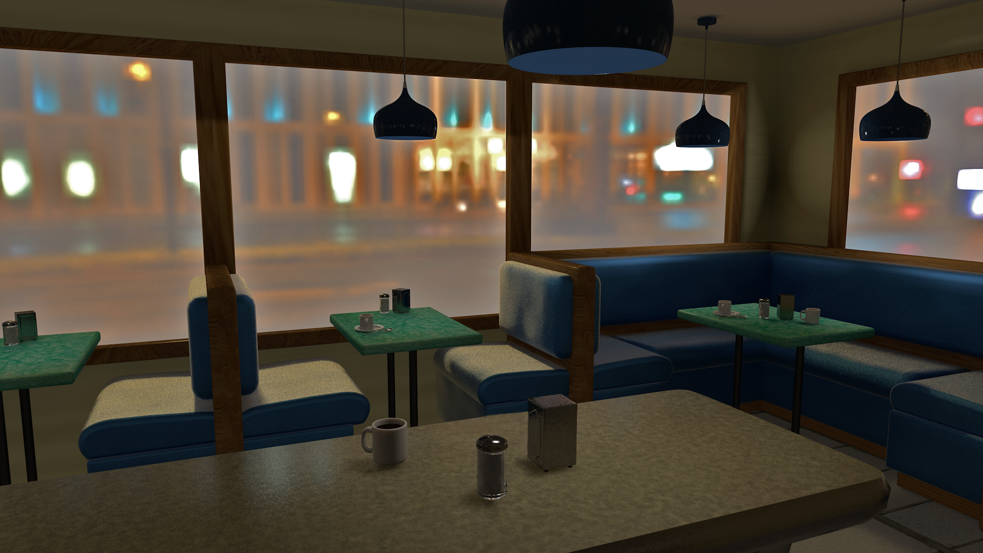 Diner Model Full Rendered with Cinema 4D
