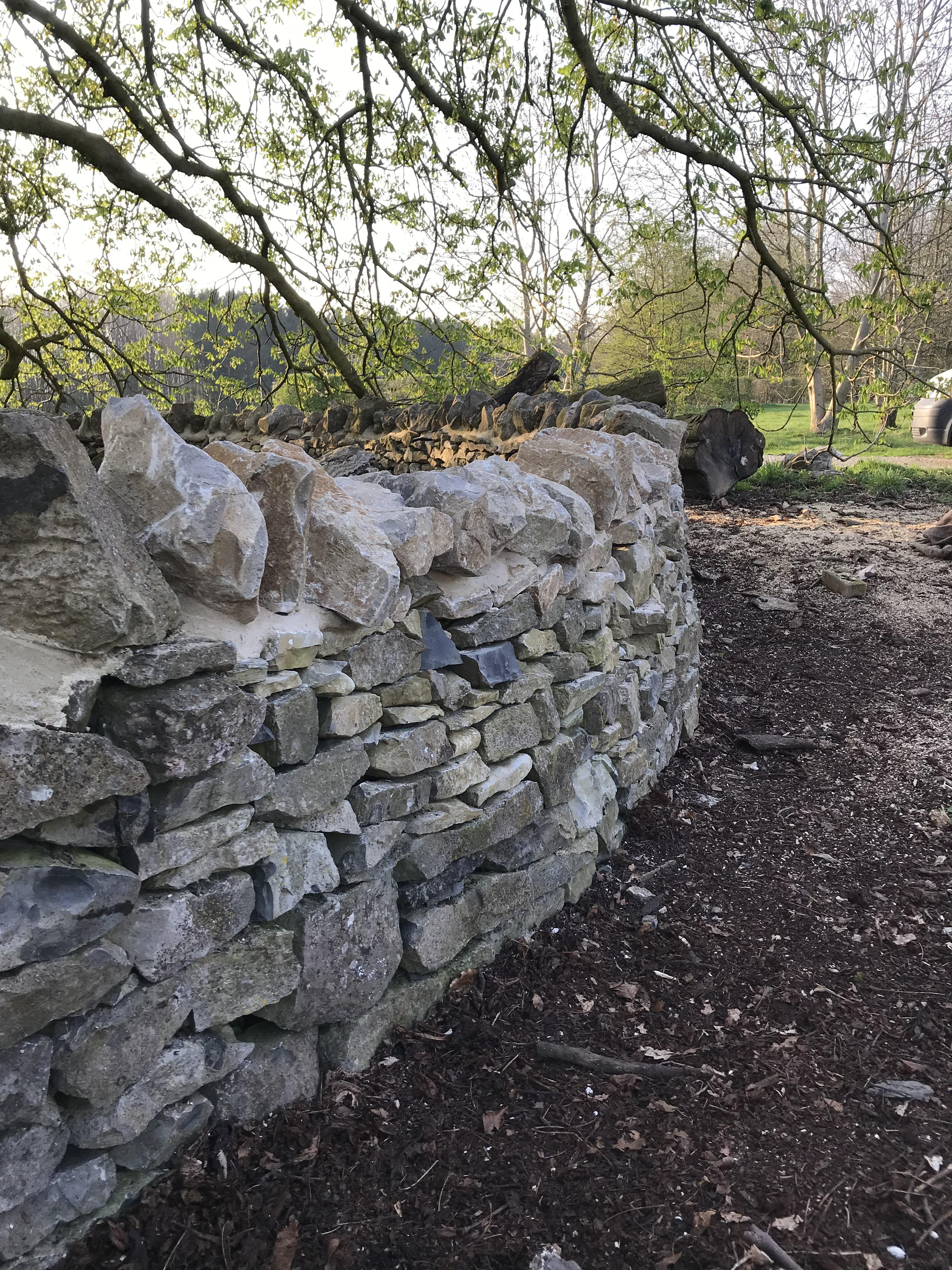 Limestone drystone wall rebuild