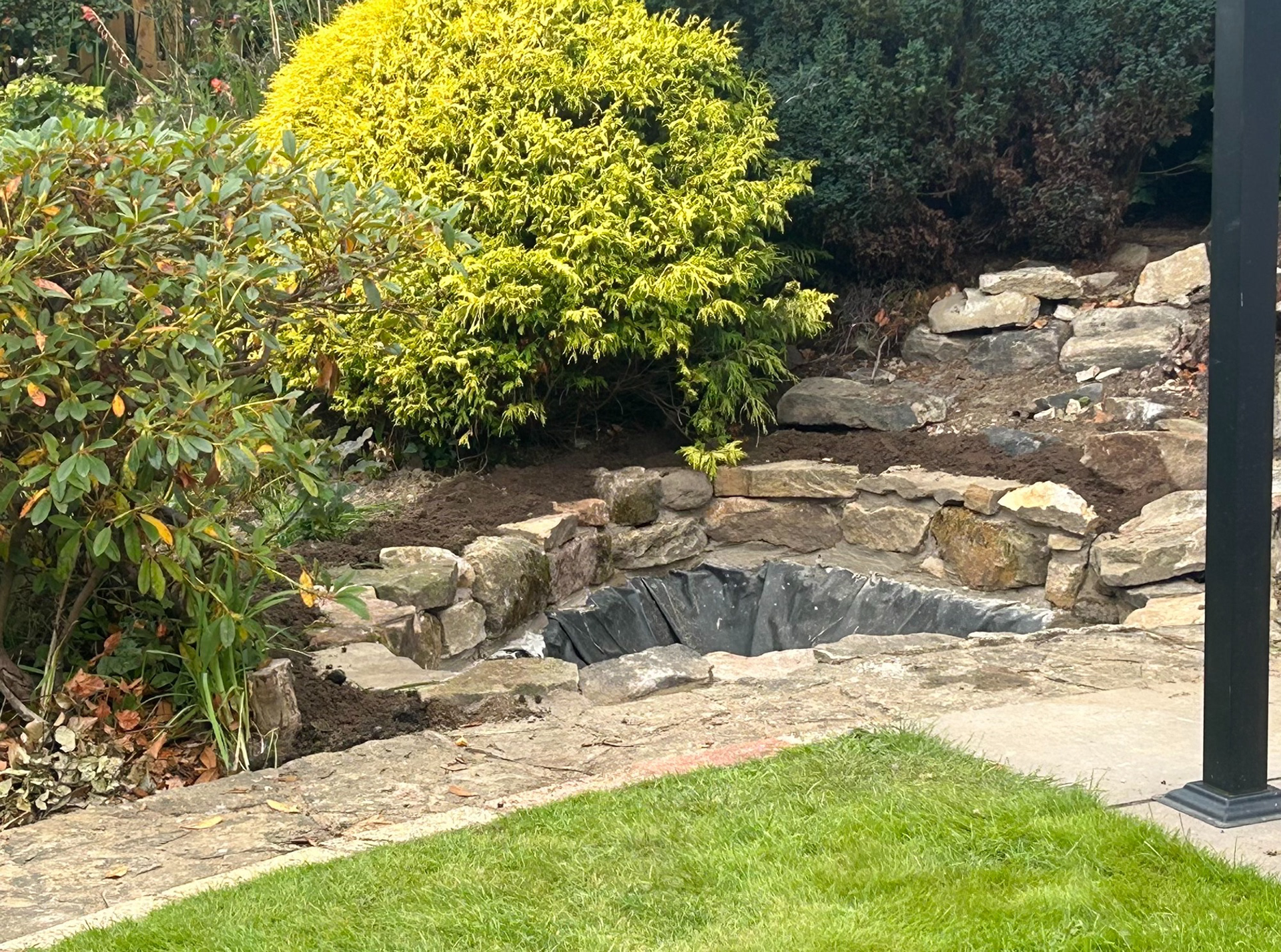Pond surround - Holymoorside