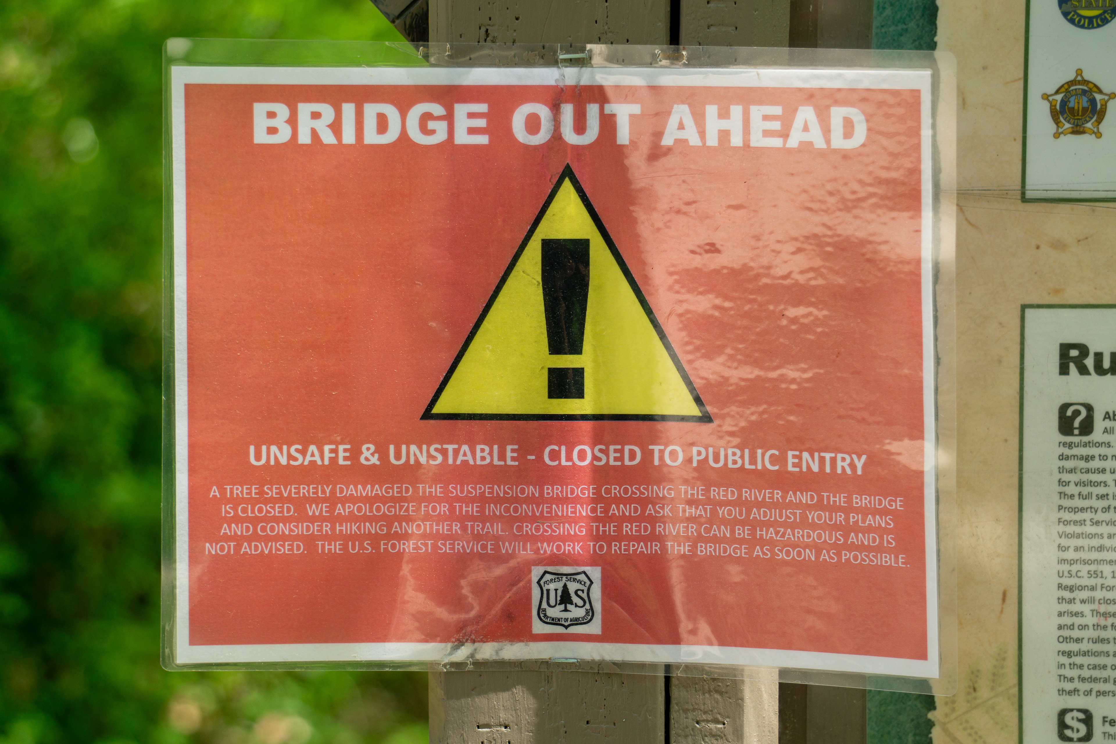 I knew the bridge could be out, but mentions of a connecting trail (211) seemed promising