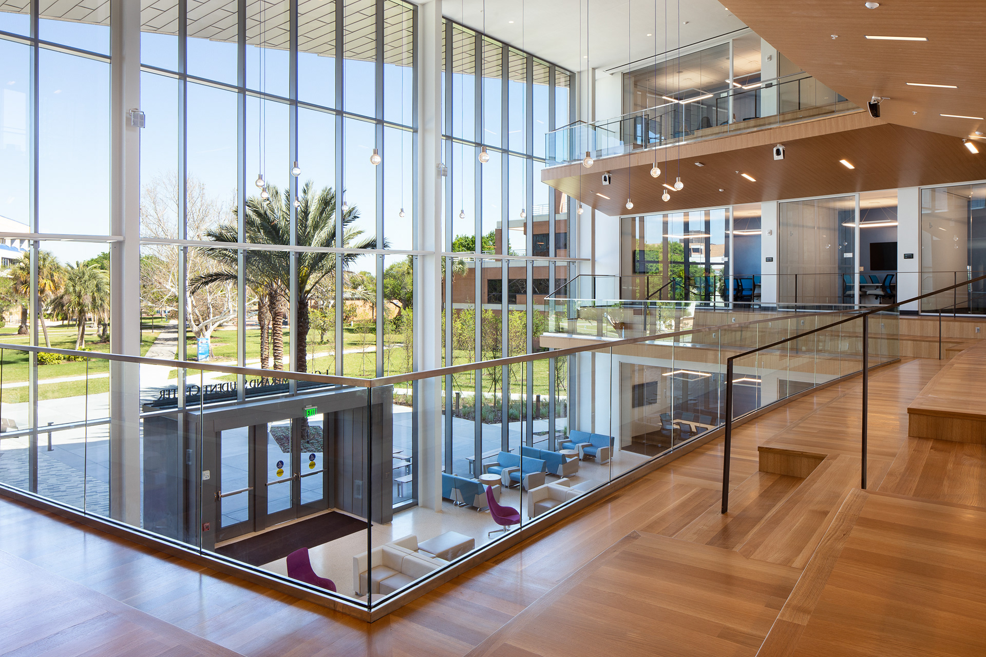 Three story atrium at the L. Gale Lemerand Student Center, Daytona State College.