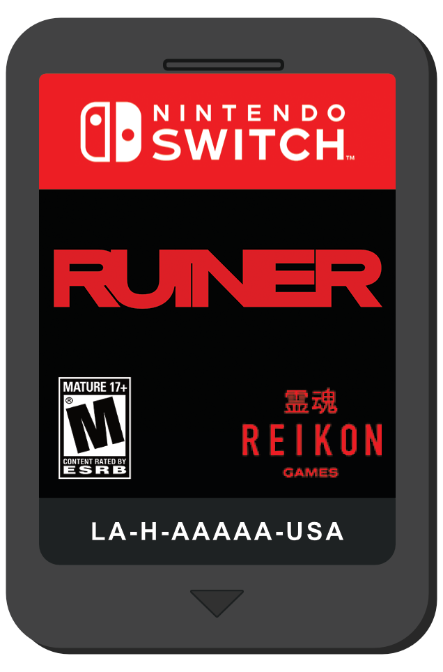 Mock up of the game cartridge which can be found inside the case.