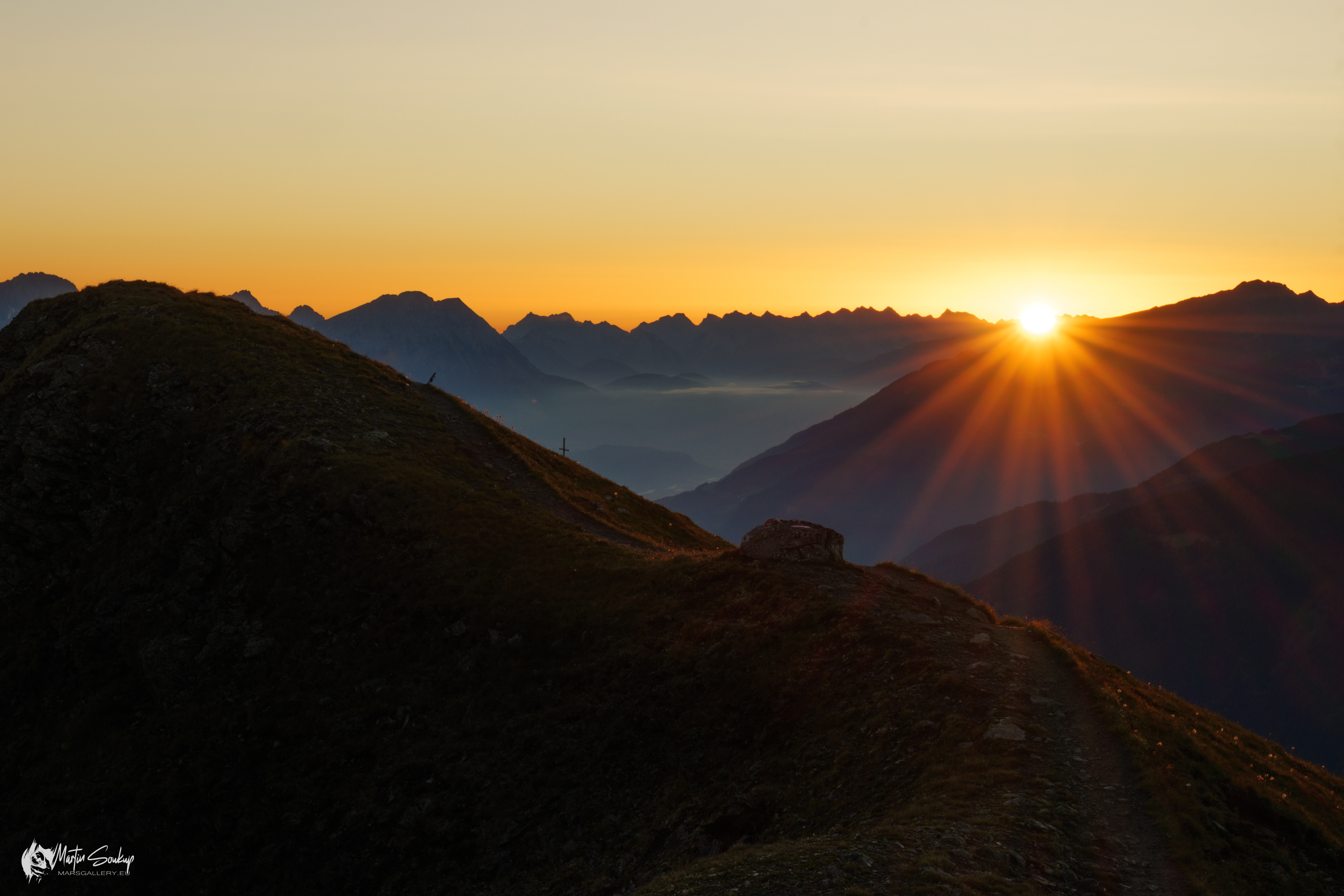 Svítání z vrcholu Glanderspitze
