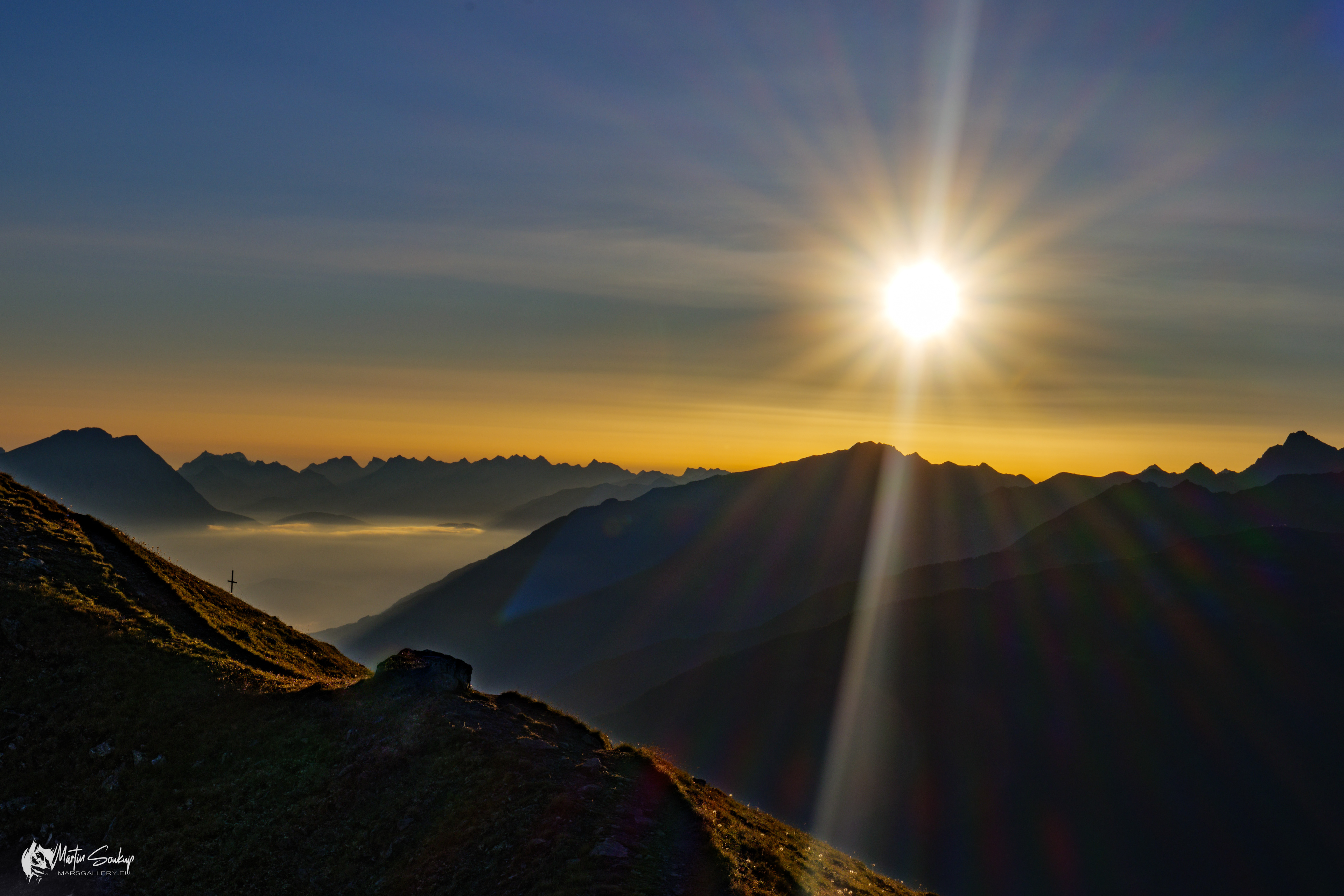 Svítání z vrcholu Glanderspitze