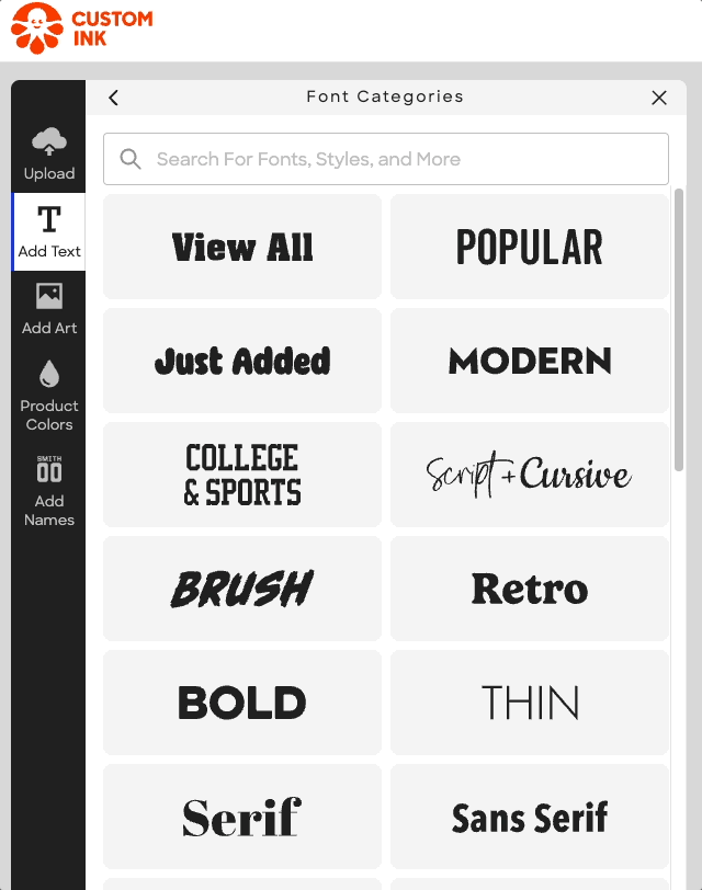 Design Lab Font Category Tiles