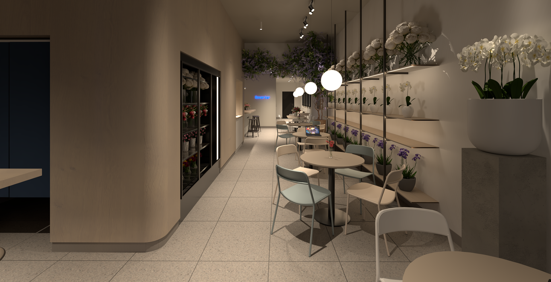 transition to flower bar space