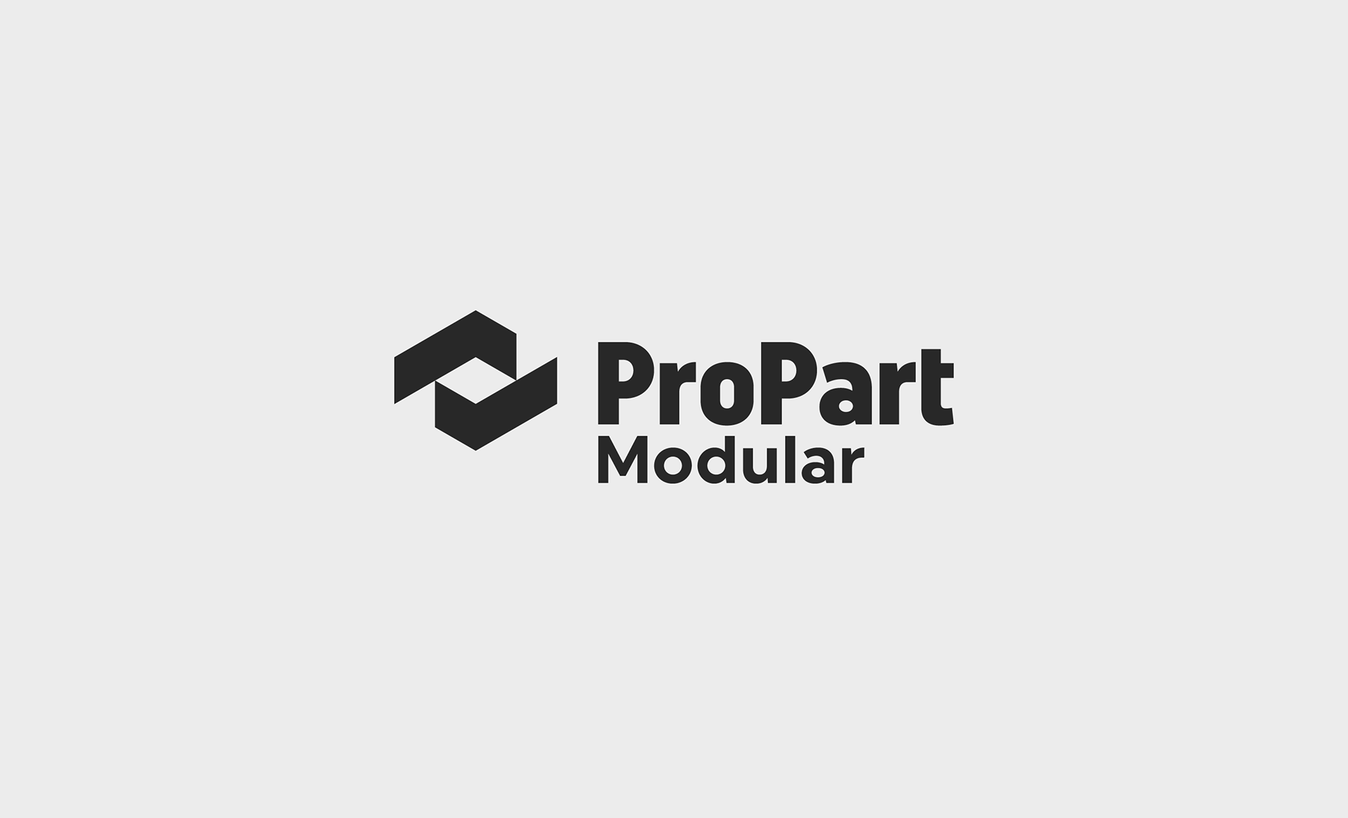 ProPart Modular logo, featuring abstracted Ps arranged to form a defined space. Solid black.