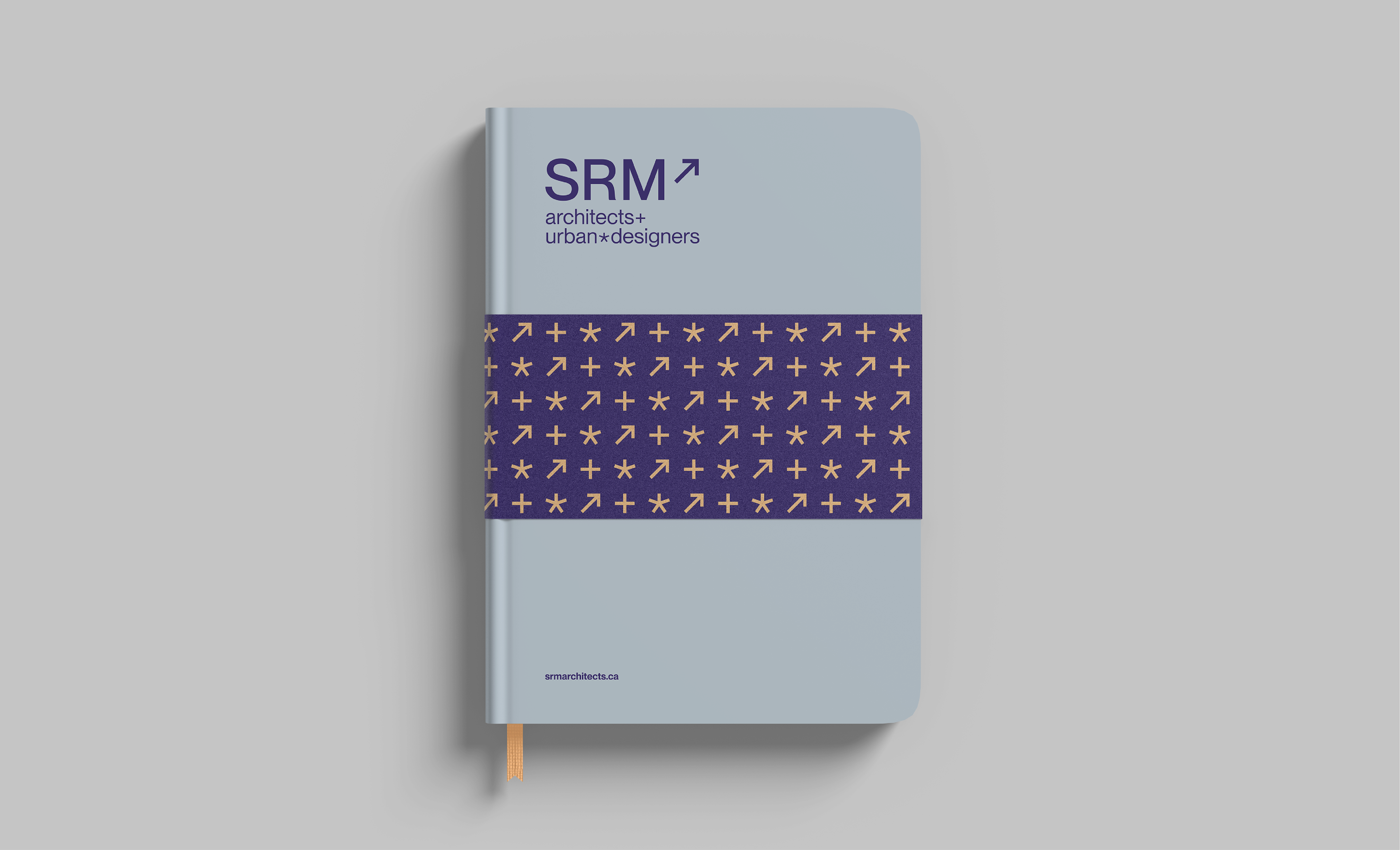 SRM Architects + Urban Designers brand identity applied to Moleskine notebook.