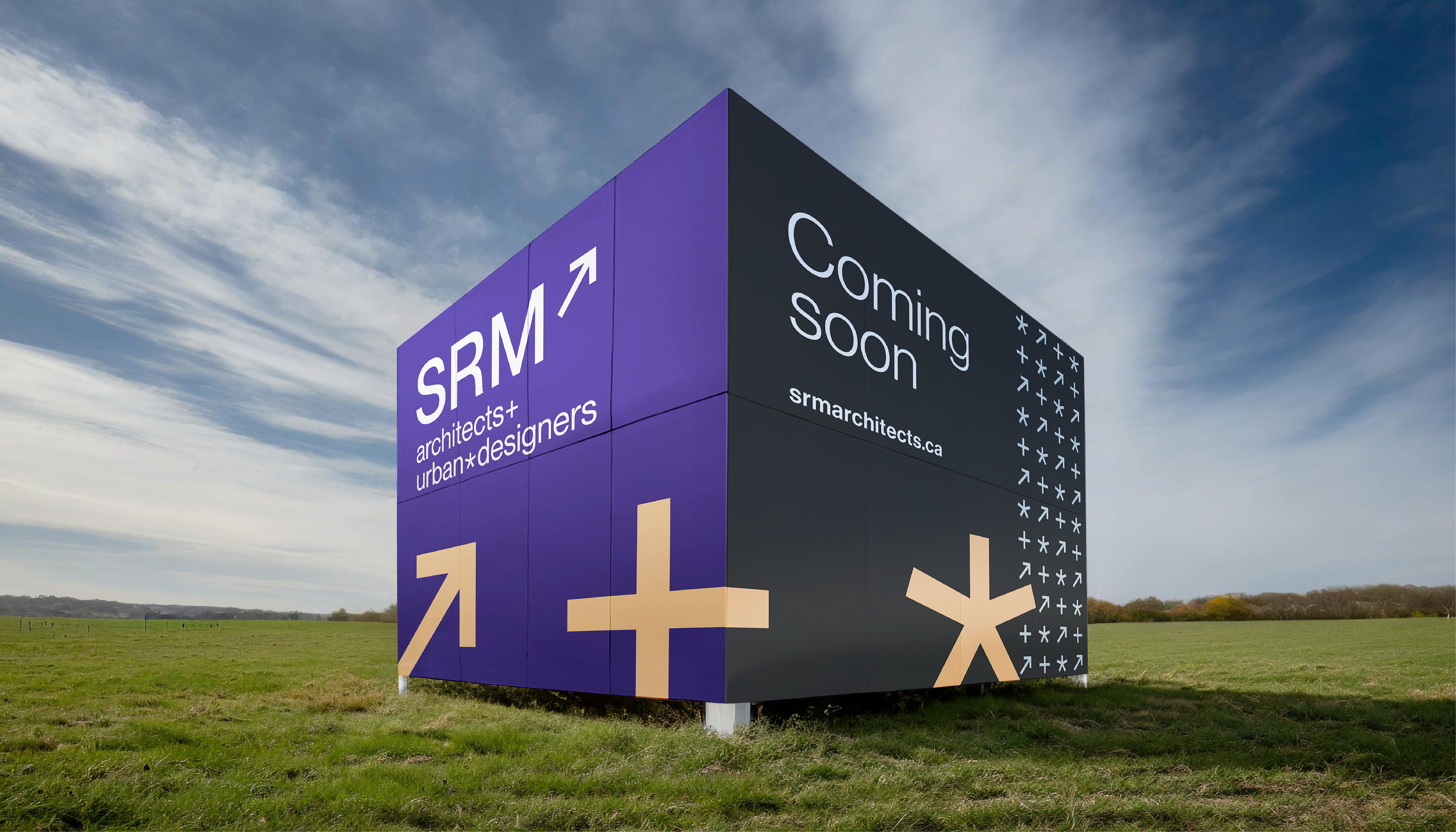 SRM Architects + Urban Designers identity applied to alupanel exterior sign for development project