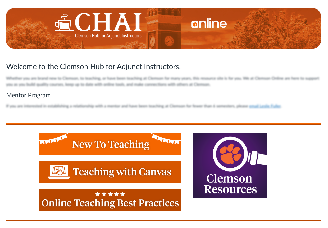 Course homepage in Canvas 