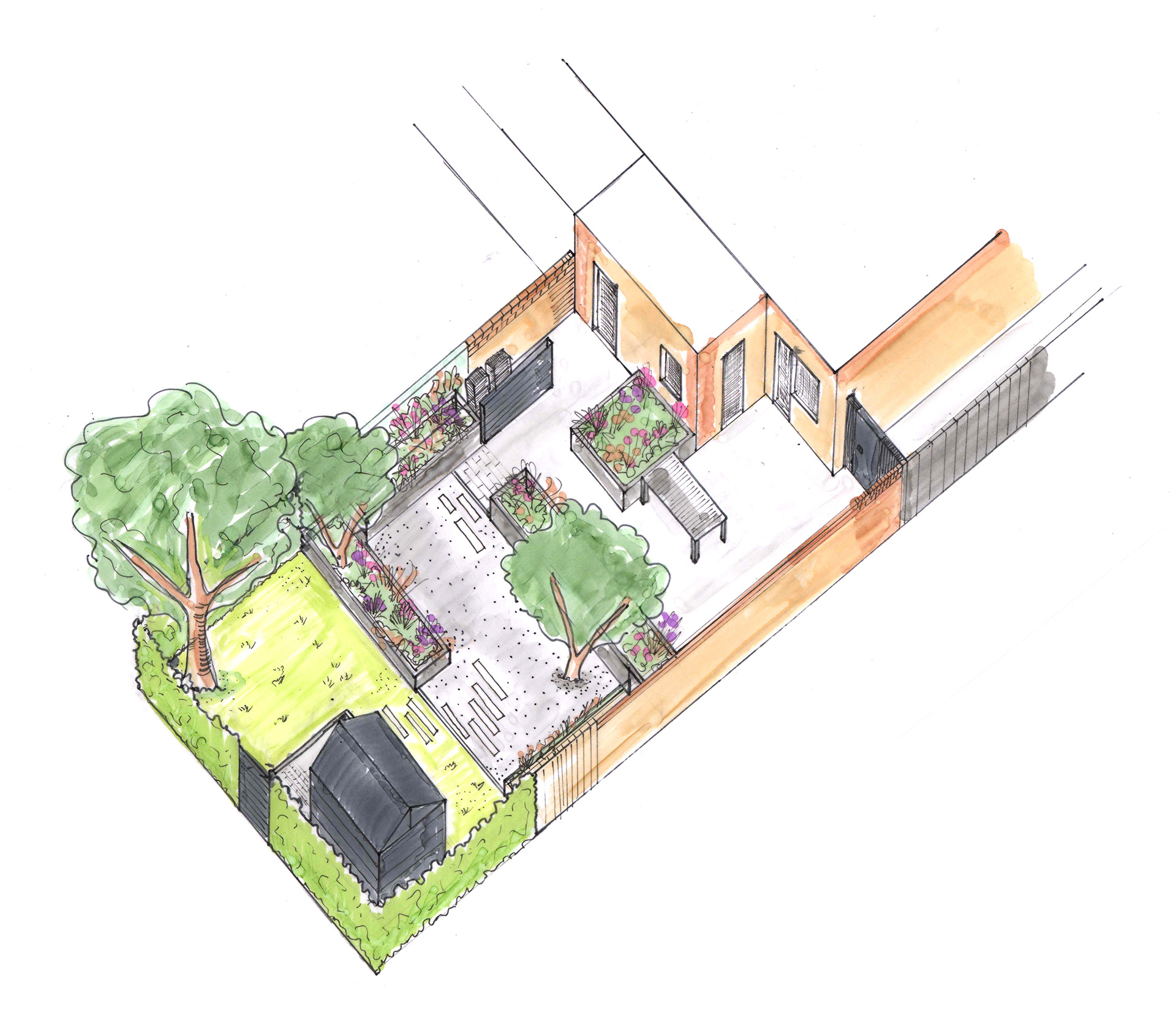 Axonometrie van het ontwerp