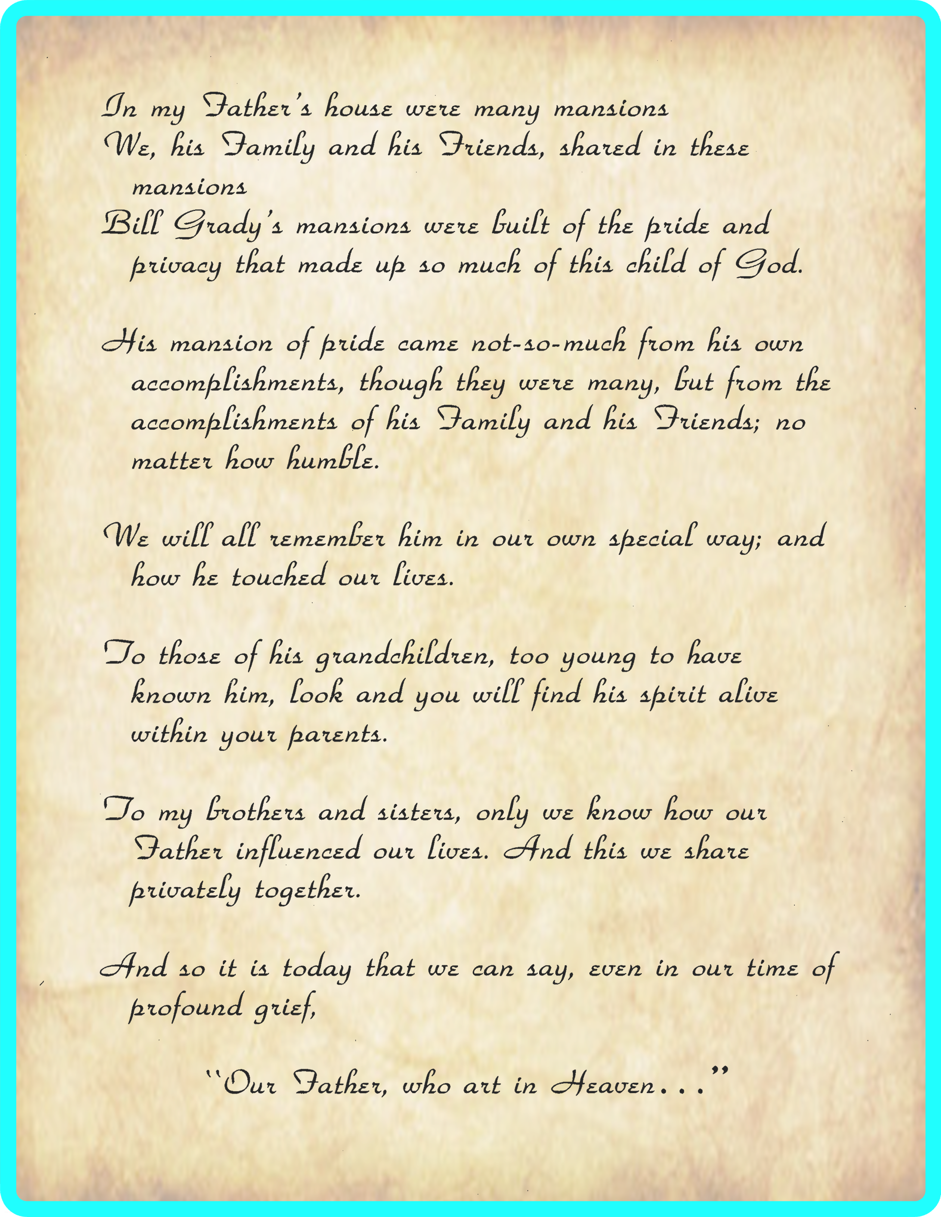 Grandpa's Eulogy Delivered by Donald Grady